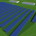 Modellansicht der geplanten Photovoltaikanlage in der Stadt Brückt: Rund vier Millionen Kilowattstunden Ökostrom soll sie jährlich erzeugen.
