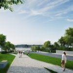 Blick über die Promenade zum Yachthafen der Schlei-Terrassen